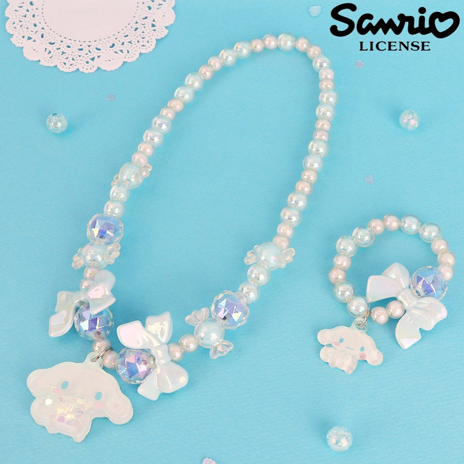 산리오 정품 반짝반짝 빛나는 목걸이 팔찌 세트 아크릴 팬던트
