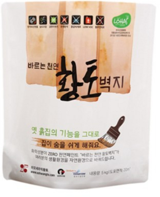 이오세라믹황토 친환경 결로방지 황토페인트 바르는천연황토벽지 수성도료 베란다 벽모서리 곰팡이방지 간편한단열시공, 망고 1, 5kg, 5kg, 1개