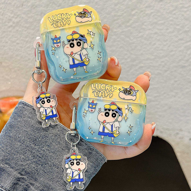 픽토리 에어팟 짱구 흰둥이 부리부리대마왕 4세대 프로 프로2 pro2 pro3케이스, Airpods pro3, 04.럭키가면짱