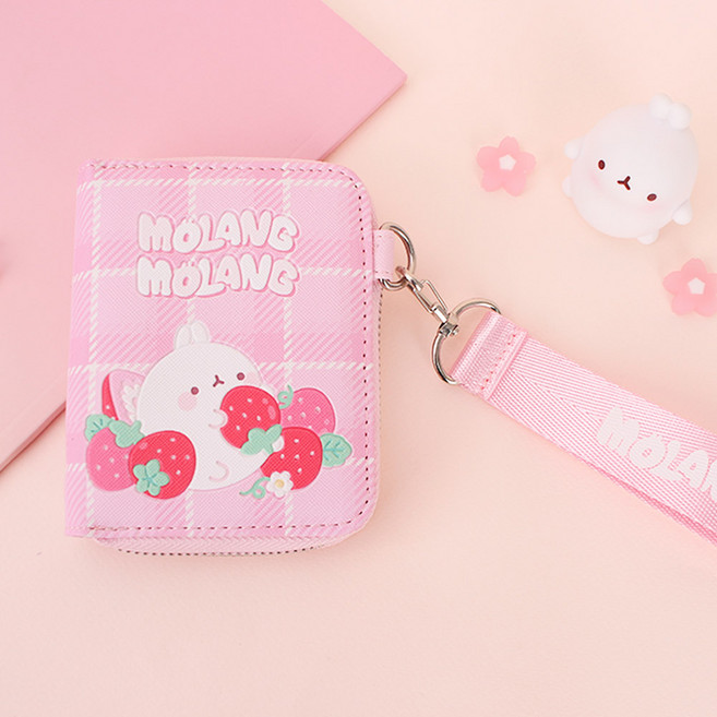 윙하우스 몰랑 스트로베리 스트랩 포켓 카드 동전 반지갑 아동