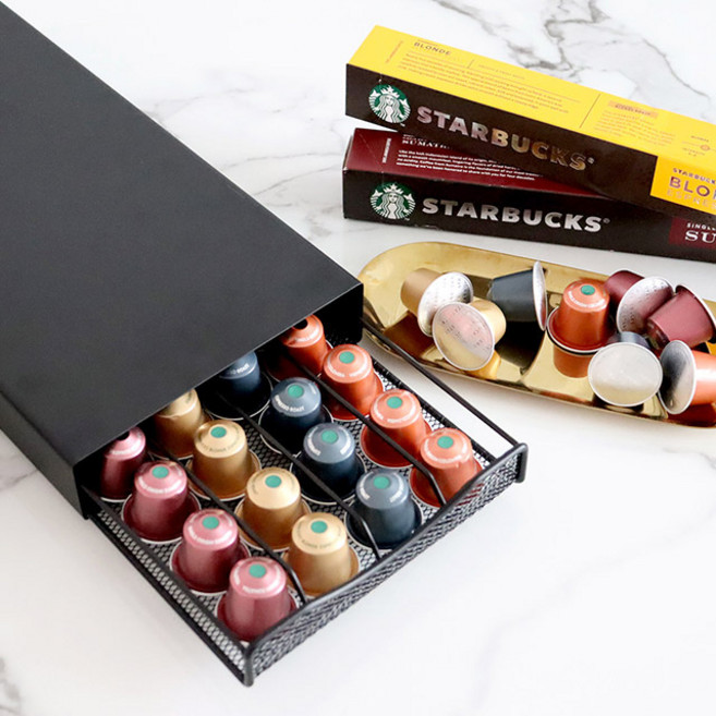 더이쁨 커피 캡슐 보관함 서랍형 40구 홀더 거치대, 1개, 네s 서랍블랙 보관함 40구 EP-0629