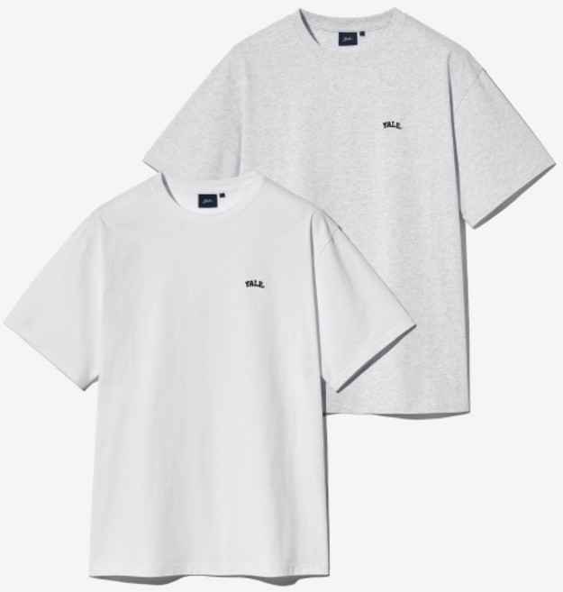 예일 16수 코마사 2PACK 스몰아치 반팔티셔츠 화이트/라이트그레이