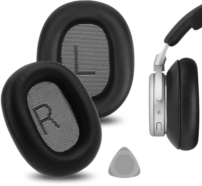 Geekria 엘리트 양가죽 교체 이어패드 Bang & Olufsen Beoplay H100 헤드폰 이어쿠션 호환 수리 부품, 블랙, 1개, EJZ438