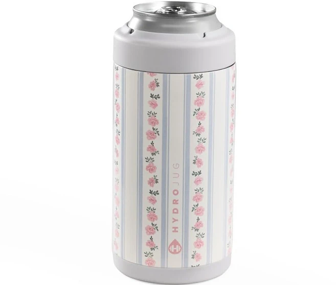 HydroJug 슬림 캔 쿨러 - 2-in-1 단열 컵 미끄럼 방지 고무 베이스가 있는 스테인리스 스틸 홀더 나사 탑 뚜껑 식기세척기 사용 가능 355ml(12온스) 프림로즈 - 쿠팡