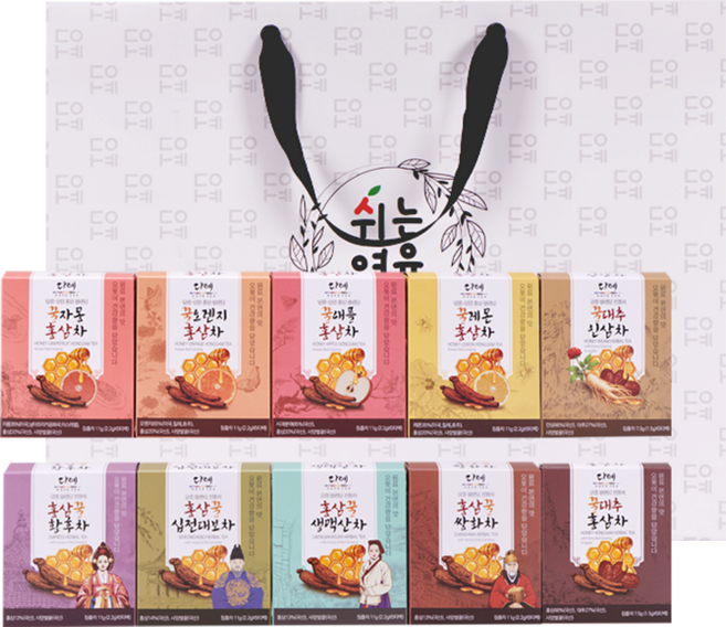 [본사직영] 다예 궁중 꿀홍삼 전통차 티백 10종 (50티백) 티타임 차 세트 VIP 탕비실용차 홍삼차 쌍화차 과일차 블렌딩차 건강차, 1개, 50개입, 103g
