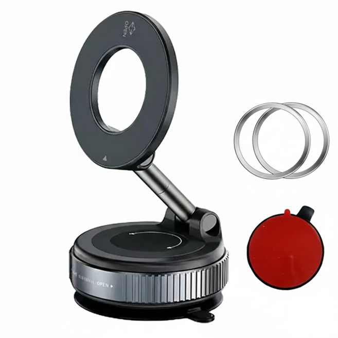 GO마켓 맥세이프 다용도 흡착 차량용 휴대폰 거치대, 블랙, 1개