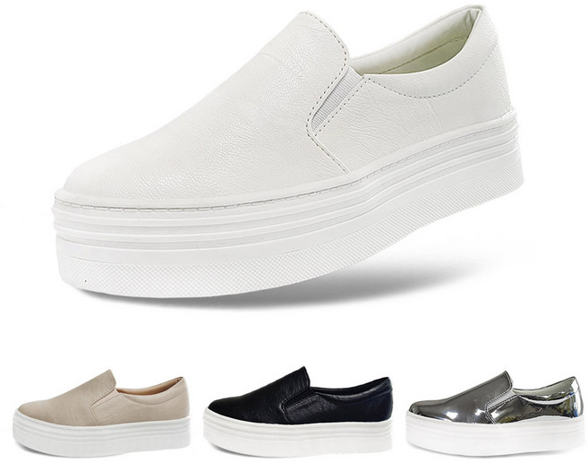 이피다빈 4.5CM 통굽 밴딩 발편한 여성 슬립온 스니커즈