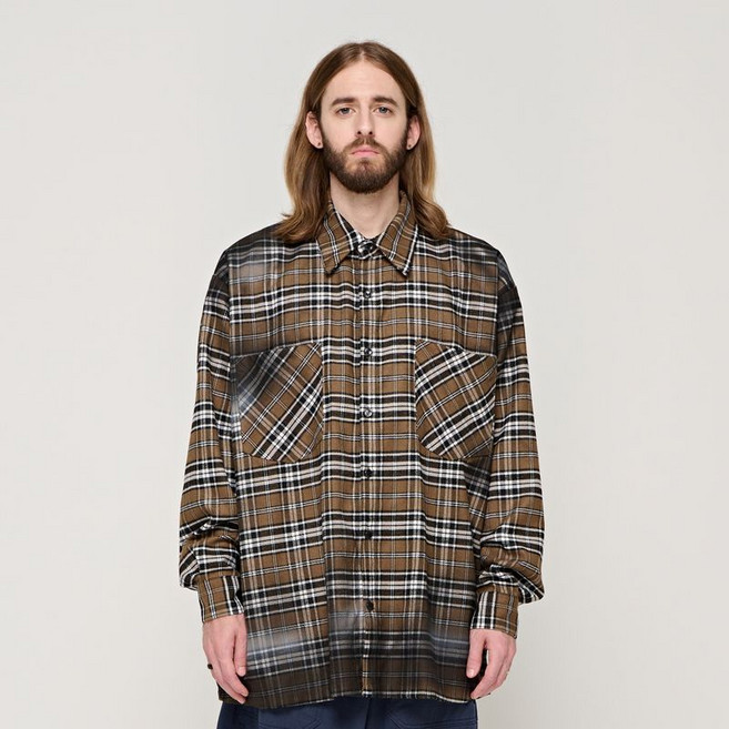 카고브로스 CB OVERSIZE CHECK SHIRT BROWN