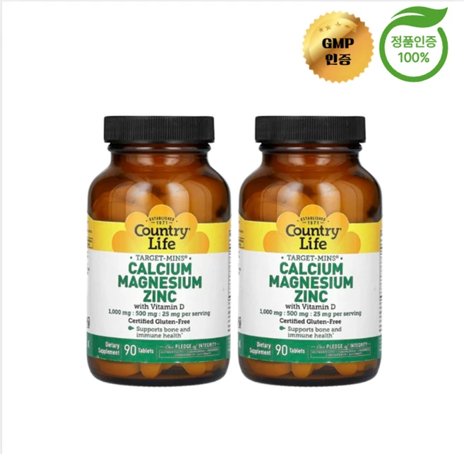 1+1 컨트리 라이프 칼슘 마그네슘 아연 비타민D 함유 90정, 90회분, 2개 - 쿠팡