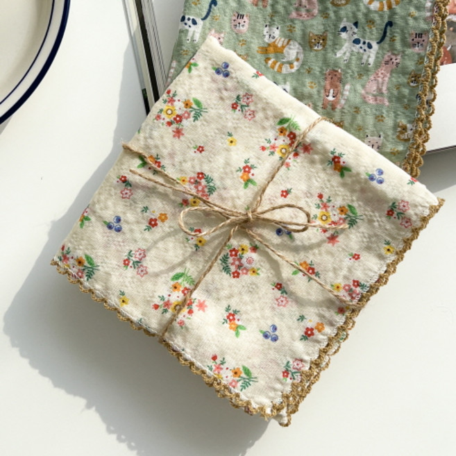 여성손수건 면손수건 여자 스카프 목수건 쁘띠스카프 간절기 레이스 에티켓 무릎덮개 데일리 등산 매너 국내생산