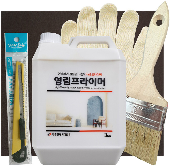 3M 홈매치 인테리어필름 시트지 부자재 5종세트(붓 사포 칼 면장갑 프라이머 대 중 소)