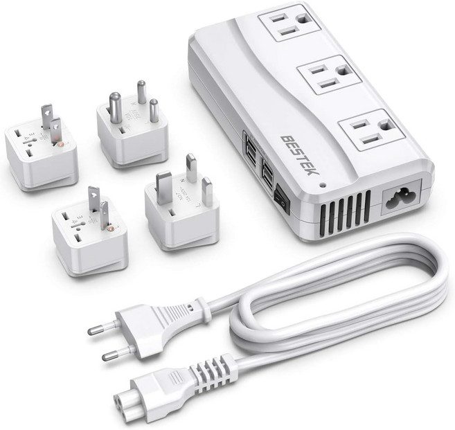 BESTEK 범용 여행용 어댑터 100-220V 110V 전압 변환기 250W6A 4포트 USB 충전 3AC 소켓 및 EU영국AU미국인도 전 세계 플러그 어댑터흰색, 01 EU Plug White