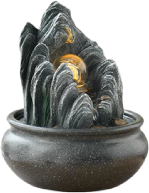 招財水流盆 開運滾球組 風水擺件 開店入厝送禮, 【居家改運】【圓形底盆】山峰流轉