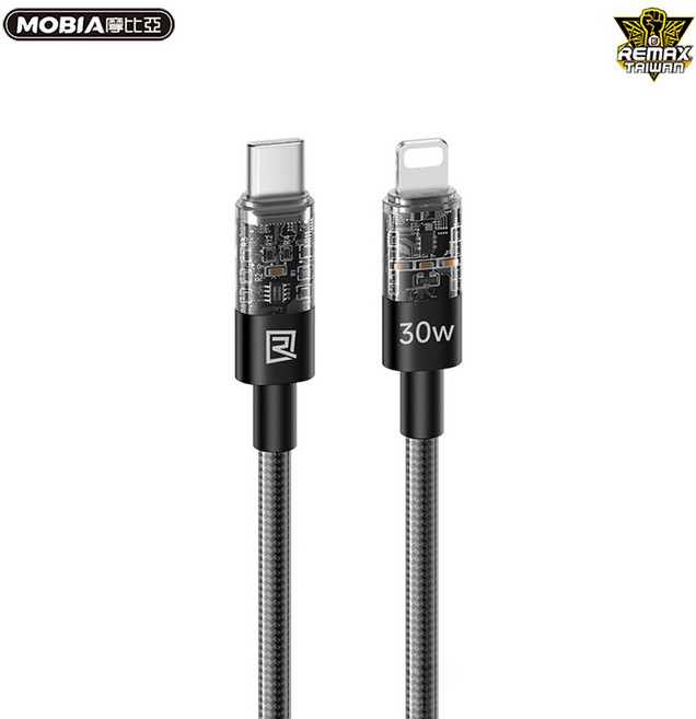 MOBIA 30W 快充線 Type-C to Lightning 雙色編織充電傳輸線 1.2M 適用 iPhone 14 13 12 11 iPad SE 快速發貨 蘋果數據線 手機充電線, 黑, 1個, 1m