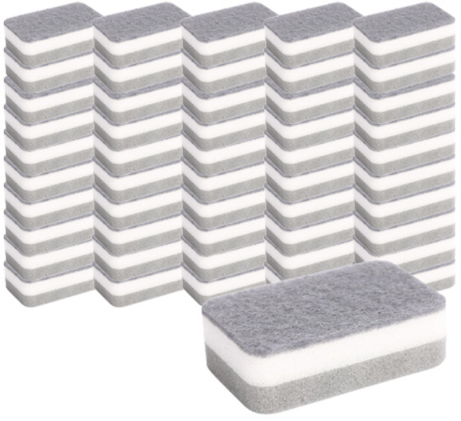 한수위 주방수세미 50개입 양면 스펀지 얼룩 기름기 제거, 1개