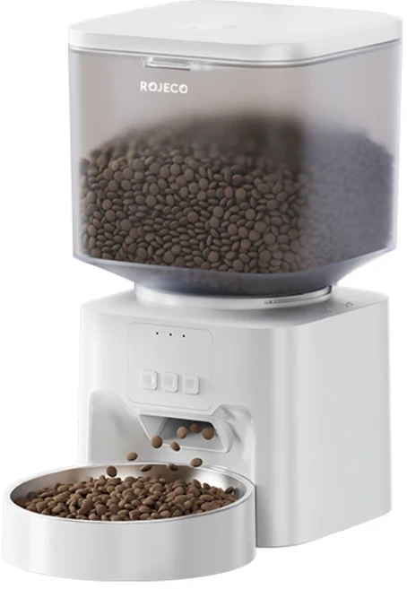 ROJECO 4.5L 자동 애완 피더 WIFI 스마트 고양이 음식 Kibble 디스펜서 APP 원격 제어 개 먹이 그릇, 01 Single Bowl