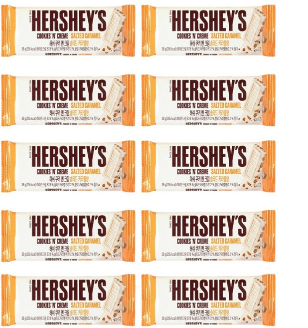 허쉬 쿠키 앤 크림 솔티드 카라멜 초콜릿, 10개, 38g