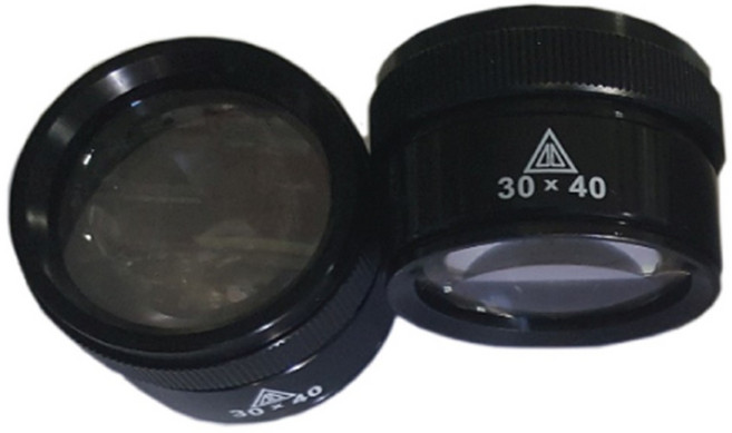 30배 40mm 볼록렌즈 루페 확대경 빛 광학 렌즈 실험 부속 측정 돋보기 준비물 창작 보속