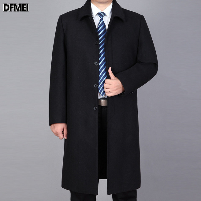 DFMEI 모직 오버 니코트 롱 양코트 퍼 트렌치 칼라