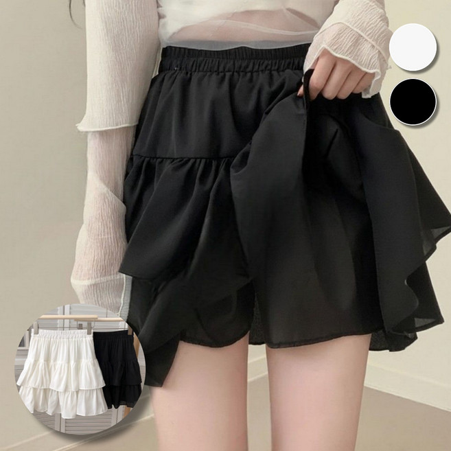 핏몬 여성 밴딩 캉캉 속바지 안감 A라인 미니스커트