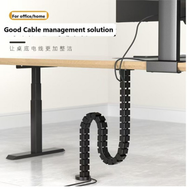 ISRTAO 책상 아래 케이블 관리 솔루션 스네이크 케이블 스파인 유연한 케이블 슬리브 데스크탑 와이어 정리, 11 WHITE 100CM