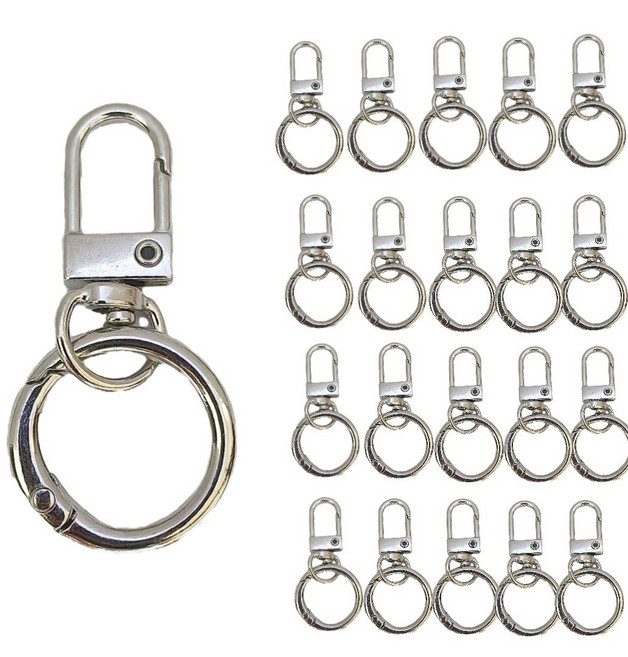 열쇠키링 열쇠고리 20개입, 1세트, 원터치 고리 실버