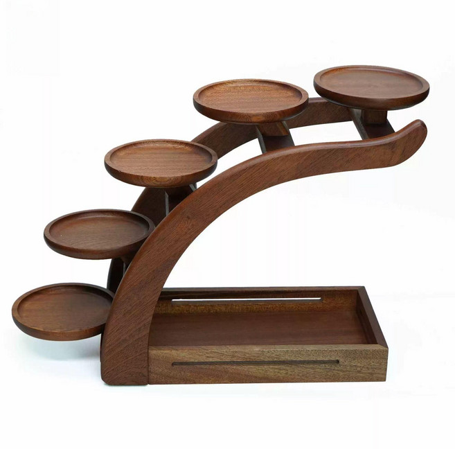 계단 접시 트레이 일식 원목 플레이팅 초밥 그릇 스시 통나무 계단형 플래터 회접시, 부부고 5단 전골대, 기본 구성품, 1개