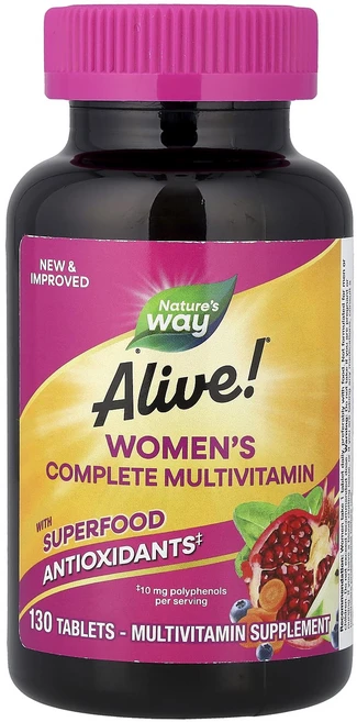 몸관리하세요 겨울입니다 Nature's Way Alive!® 여성용 컴플리트 종합비타민 130정 특별관리진행, NaturesWayAlive여성용컴플리트종합비타민130, 1개 - 쿠팡