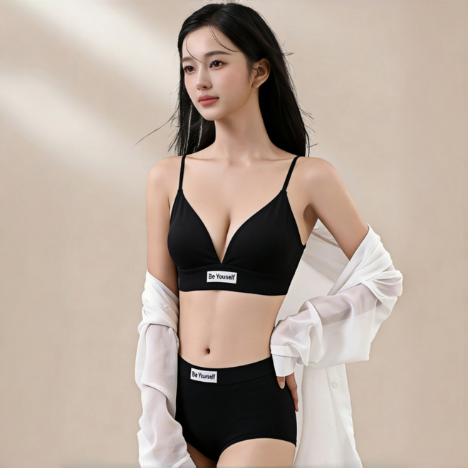 스타일닥터 여성 데일리 코튼 이너웨어 컴포트핏 노와이어 브라 팬티 세트