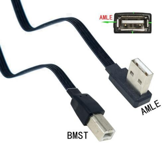 직선 USB2.0 회전 엘보우 인쇄 데이터 라인 USB 인쇄 라인 B Male0.1m0.2.0.3m0.5m1m의 회전 엘보우, 100CM_AMLE-BMST, 04 AMLE-BMST_05 100CM, 1개