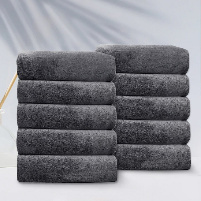 FASEN 호텔수건 먼지없는수건 128g 고급수건, 다크그레이, 10장
