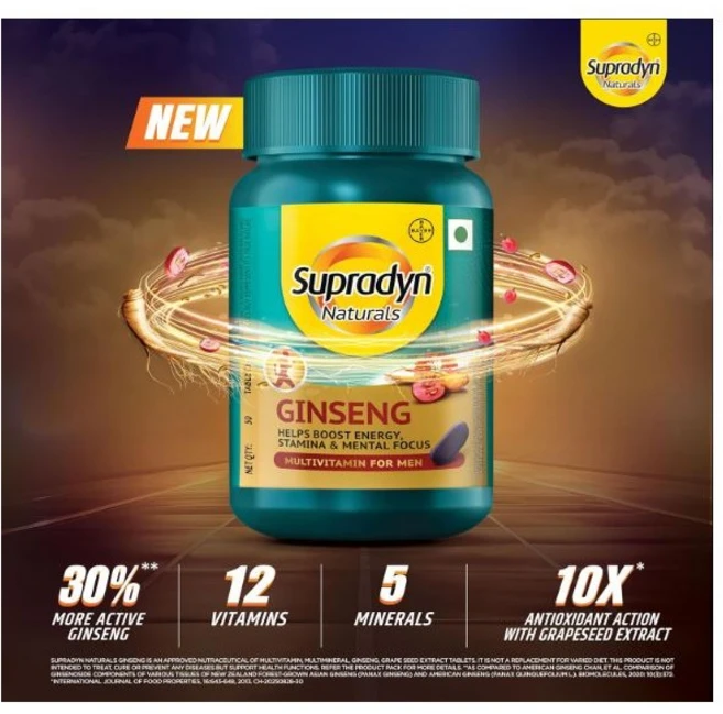 Supradyn Naturals Ginseng Tablet with Grape Seed Extract, 1개, 30정 - 쿠팡