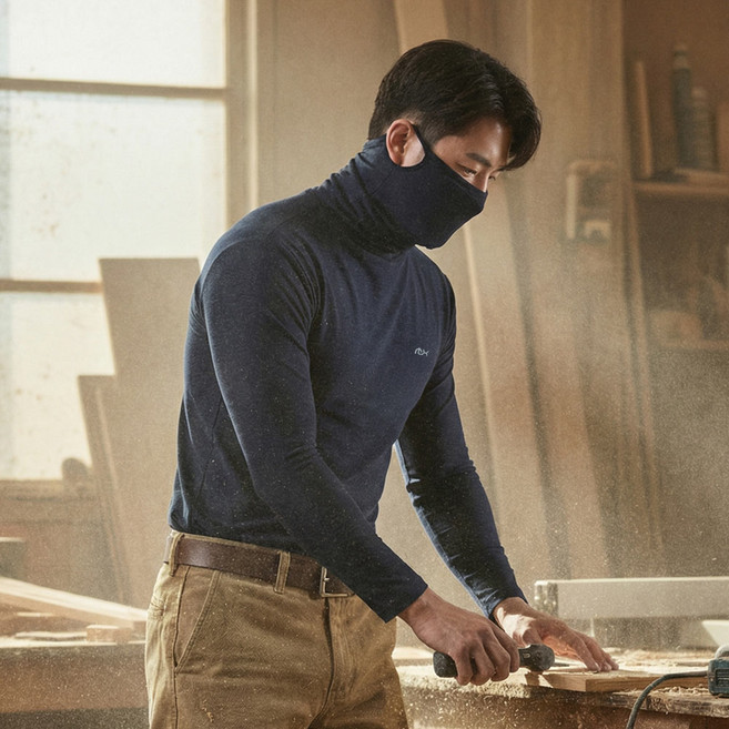 모렉스 플러스 워머 마스크 티 작업복 등산복 긴팔 티셔츠 배달 라이더 일체형