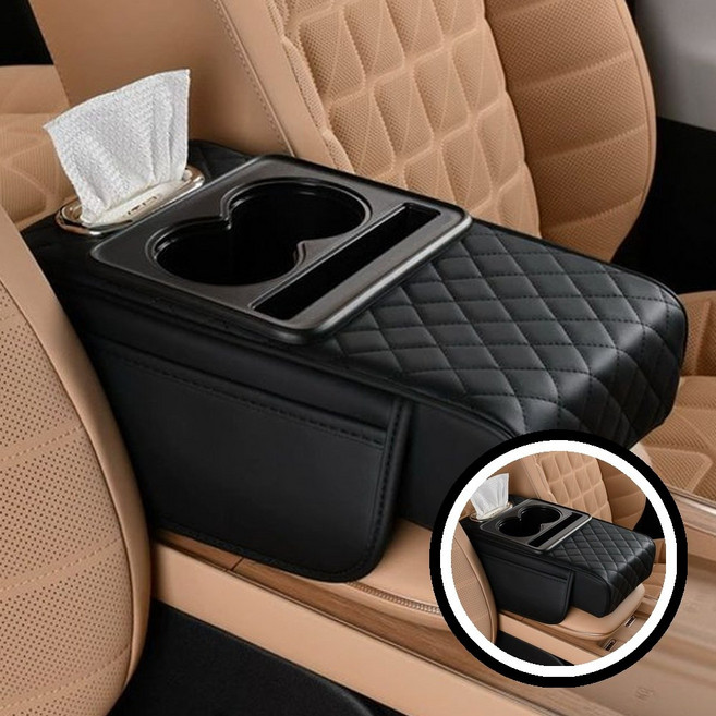 콘솔 쿠션 수납함 자동차 용품 멀티 수납 차량 거치대 콘솔박스 팔걸이 수납함 인쇄 쿠션 차량 액세서리 다용도 수납 z18+0508WH, 01.맘편한쿠션라이트브라운