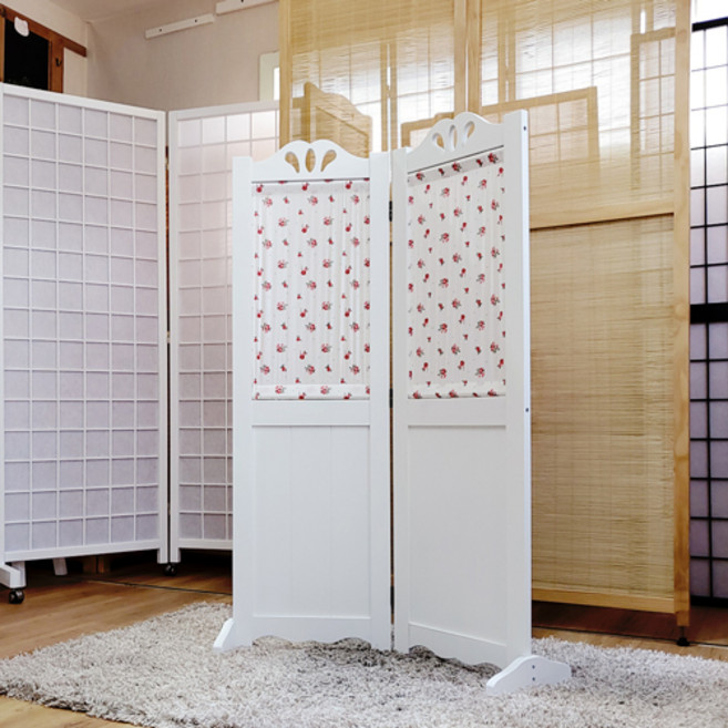 [높이 130cm]플라워 패널 미니 원목 인테리어 파티션 사무실 책상 낮은 가림막 공간분리 칸막이, 2단 파티션 화이트