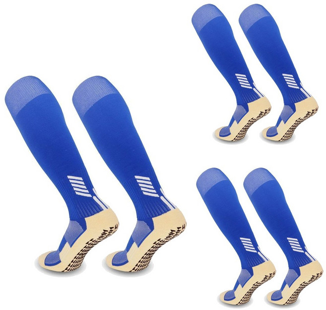 wrikri 미끄럼 방지 논슬립 남자 아동 축구 양말 3종, 3개, 블루