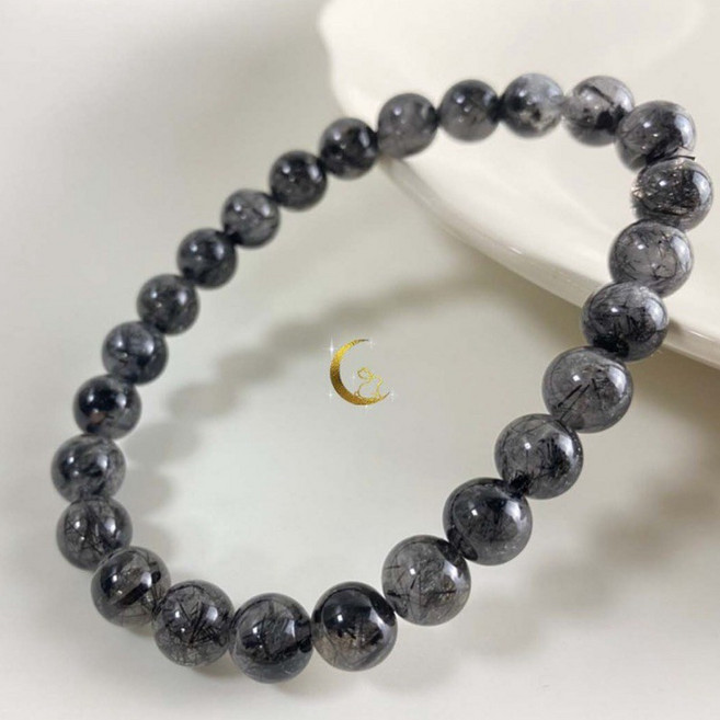 黑髮晶手鍊 8mm 半盆滿髮