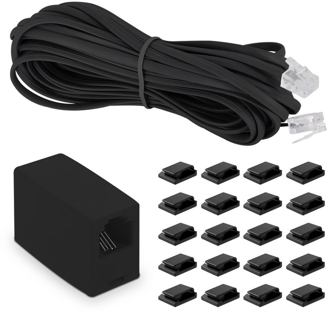 전화선 연장 케이블 연장케이블 팩스선 전화선연장 검은색, RJ11 6P4C, 10m