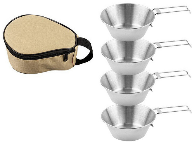 300ML시에라컵+수납 케이스캠핑 식기 9종 세트 캠핑용식기 4인 코펠세트, 5종 식기 세트, 1개