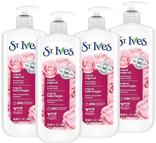 세인트이브스 스무딩 바디로션 로즈 아르간오일 621ml St Ives Body Lotion Smoothing Rose & Argan Oil, 4개