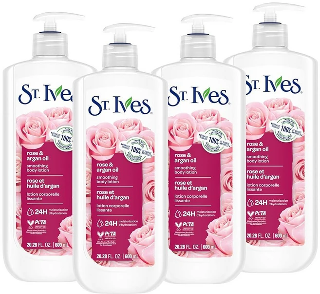 세인트이브스 스무딩 바디로션 로즈 아르간오일 621ml St Ives Body Lotion Smoothing Rose & Argan Oil, 4개 - 쿠팡
