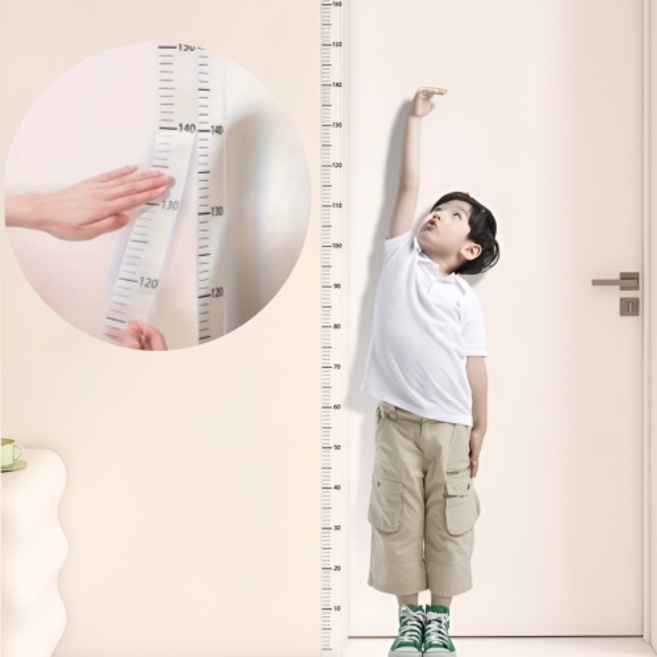 지우개로 지울 수 있는 벽 부착형 키 측정 스티커 2P 세트, 1세트, 투명