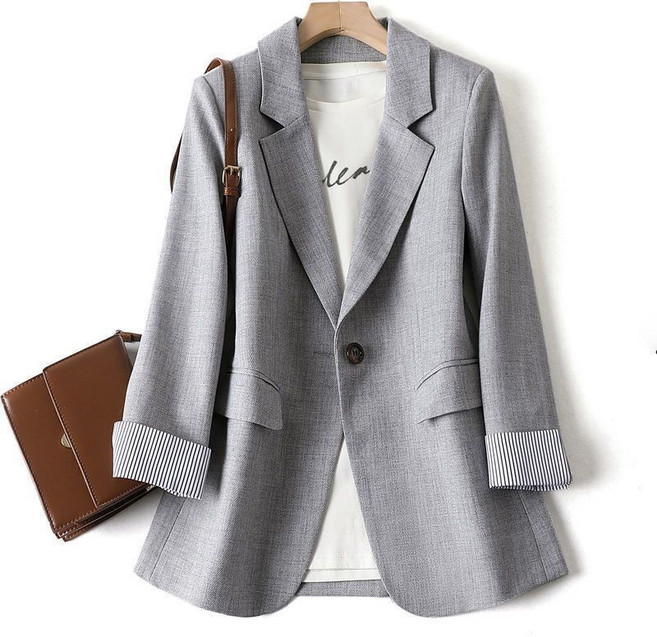 POMTOR 여성 봄 가을 슬림 양복 코트 빅사이즈 긴팔 정장 자켓 S-4XL