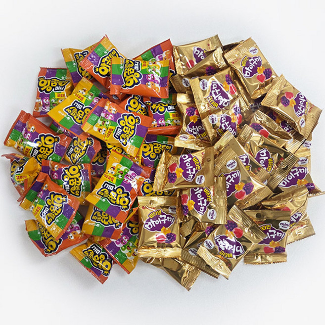 오리온 왕꿈틀이 프루츠믹스 + 과즙팡 비타민 마이구미 미니 혼합, 70개, 20.3g