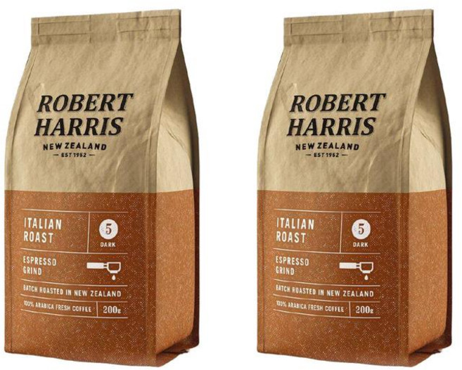 Robert Harris 로버트 헤리스 이탈리안 로스트 에스프레소 그라인드 홀 빈 커피 200g 2팩