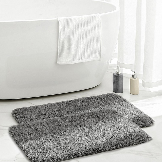 연화삼월 욕실 발매트 주방 현관 아파트 현관매트 자취 필수템 데일리라이크 발매트 베란다매트 화장실매트 메모리폼 발매트, 그레이, 2개
