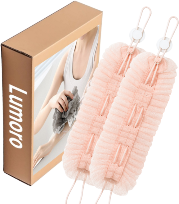 루모로 바디 롱 부드러운 샤워볼 샤워타올, 핑크, 1개, 2개입