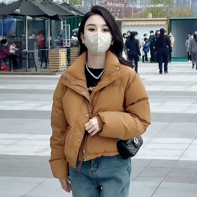 AOKADA 여성 루즈핏 오리털 덕 다운 숏 패딩 점퍼