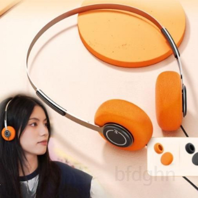 레트로 감성 유선 헤드폰 소형 경량 디자인 음악듣기 최적화 풍부한 사운드 감성적인 스타일 음악용품, C 우주 블랙 라이트닝 3.5mm 연결, 단일 모델