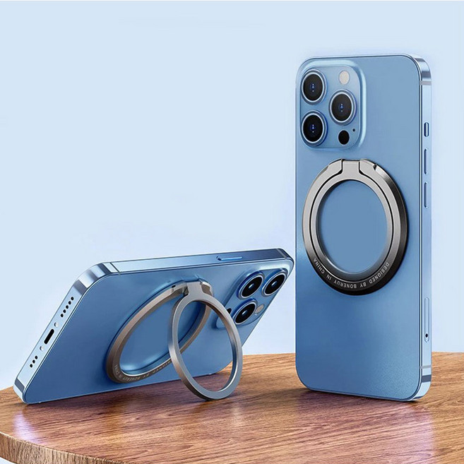 초강력부착 갤럭시 폴드 아이폰 맥세이프 마그넷 자석 슬림 링 홀더 거치대+메탈링 포함, 1개, 진그레이